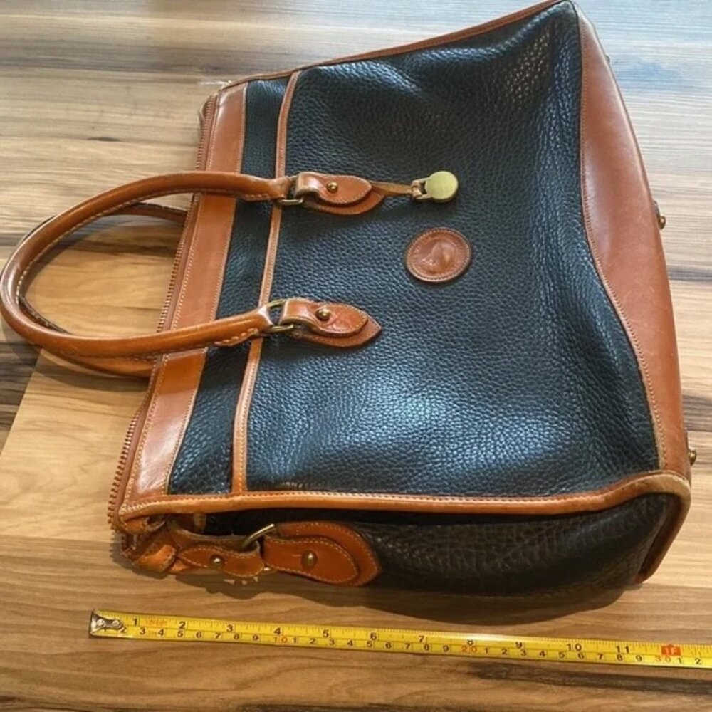 🎥 Vintage ♡ Dooney & Bourke ♡ All Weather Leather Briefcase / Messenger Bag - Picture 4 of 16